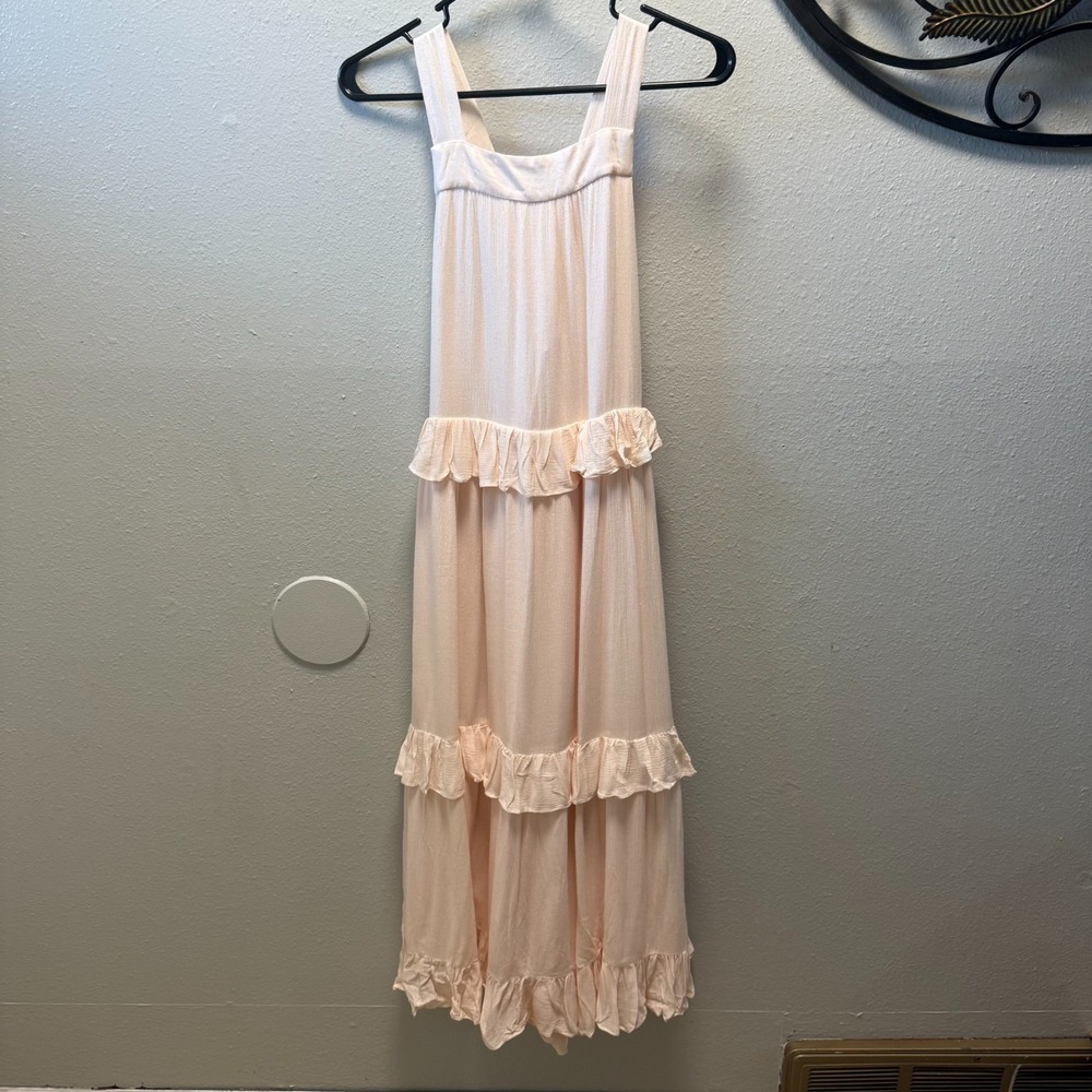 Lucca Dress Light Peach Ruffle Tiered Boho Cottage Beach Flowy MEDIUM